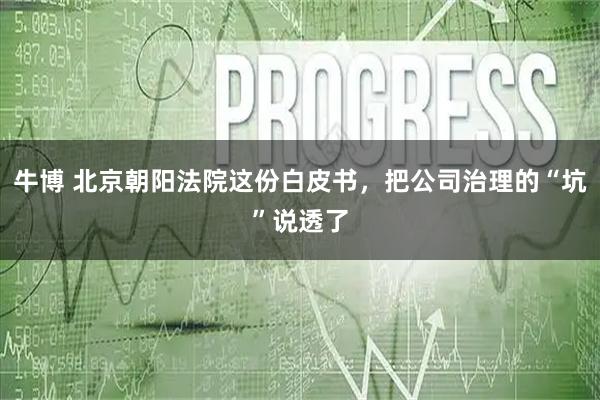 牛博 北京朝阳法院这份白皮书，把公司治理的“坑”说透了
