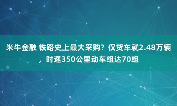 米牛金融 铁路史上最大采购？仅货车就2.48万辆，时速350公里动车组达70组